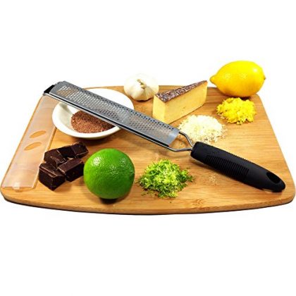E4 TPR Series Zester Grater for Lemon/Citrus/Cheese – Professional Ultra Sharp Stainless Steel Blade with Cover and Ergonomic TPR Soft Rubber Grip