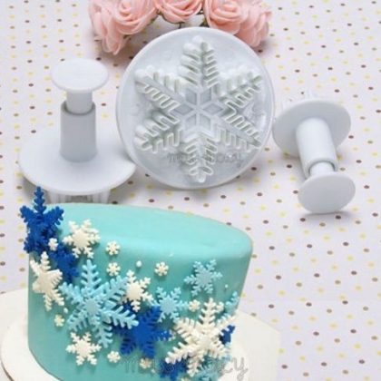 Outop Fondant Cake Cutter Mold Decorating Plunger Sugarcraft Snowflake Cutter Tools Set Pack of 3pcs