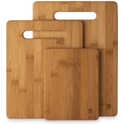 Totally Bamboo 3 Piece Bamboo Cutting Board Set; Perfect For Meat & Veggie Prep, Serve Bread, Crackers & Cheese, Cocktail Bar Board