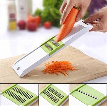 Nuliah® Hand-held Mandoline Slicer Set 3 in 1, Kitchen Vegetable Fruit Julienne Slicer with Stainless Steel Sharp Blade