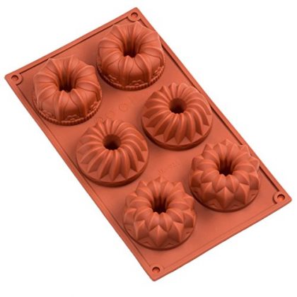 Sorbus® 6 Cavity Silicone Mini Bunt Cake Pan, For Mini Cakes, Muffins, Cupcakes, Brownies And Ice cream-Non-Stick, Easy To Clean, Oven / Microwave / Dishwasher / Freezer safe, Heat Resistant Up To 450°F