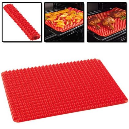 Pyramid Pan Non Stick Fat Reducing Silicone Cooking Mat Oven Baking Tray Sheet