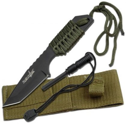 Survivor HK-106320 Outdoor Fixed Blade Knife 7 Overall WITH FIRE STARTER Athletics, Exercise, Workout, Sport, Fitness