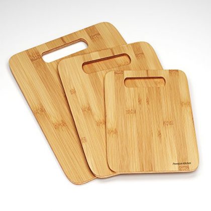 Best 3 Bamboo Cutting Boards – Large Medium Small Size Set – Anti-microbial and Germ-resistant Butcher Block Wood – Heavy Use Cut Board – Good for Your Chopping Knives – Lifetime Guarantee!