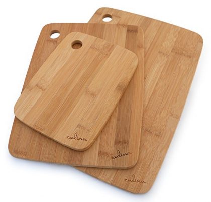 Culina Bamboo Wood Cutting Board, Set of 3 Sizes: 8″x6″, 11″x8.5″, 13″x9″
