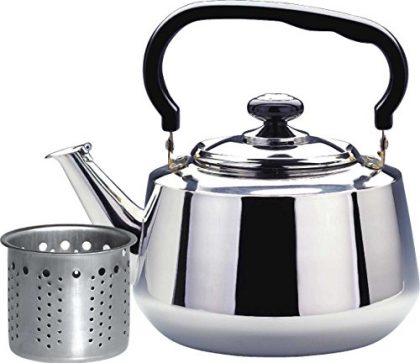 Tea Kettle-3 Liters Stovetop Kettle with Strainer, Heavy Gauge Stainless Steel Tea Pot with Shiny Mirror Polished