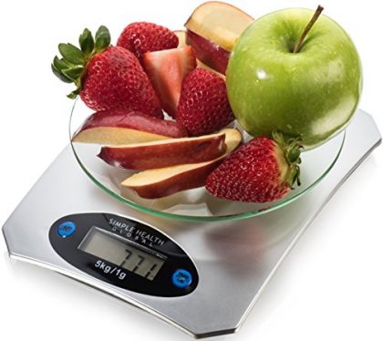 Simple Health Food Scale, Precision Digital Accuracy in Pounds, Grams, Ounces, Small Kitchen