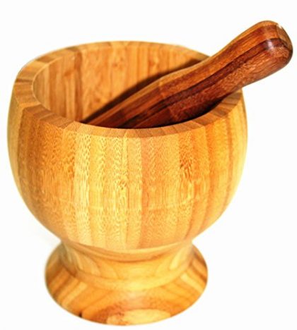 All Natural Bamboo Mortar and Pestle Large Size