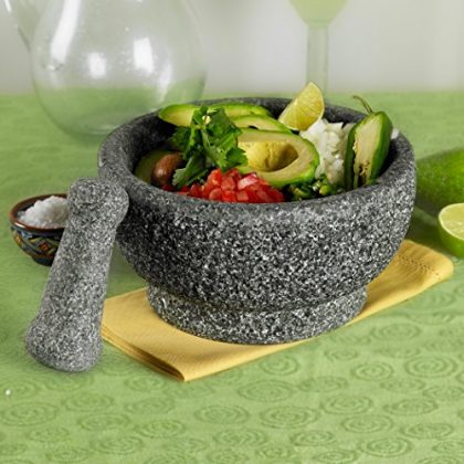8-1/2 inch Polished Natural Stone Mortar and Pestle by Casa Maria