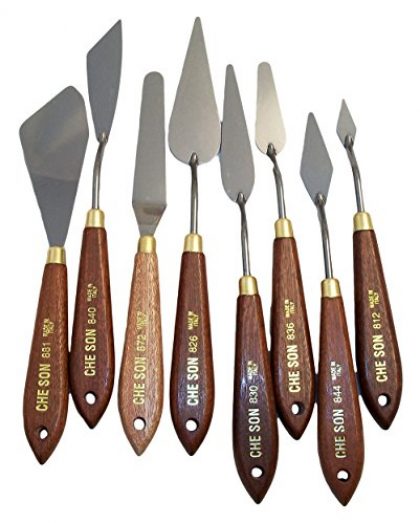 Jack Richeson Italian Painting Knife Set of 8 in Wooden Storage Box