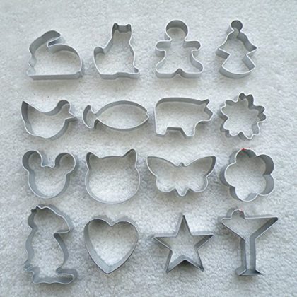 Lot of 16 different shape Aluminum Alloy Home DIY Biscuit Cake Cookie Baking Cutter Mold,Needle Felting Mold Felting Mold (Random Stlye)