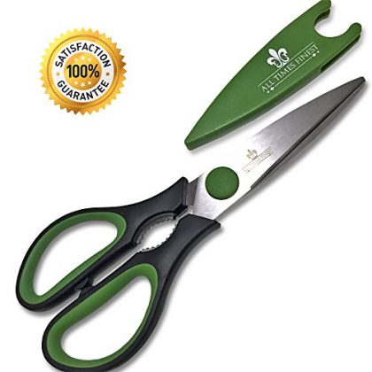 ** All Times Finest Best Kitchen Shears / Scissors ** The Most Elegant Multi Purpose Soft Grip Heavy Duty Kitchen Shears out here! Compare it yourself! A Must Have in Any Household! A Stainless Steel Scissors With Magnetic Storage Case, Green/back