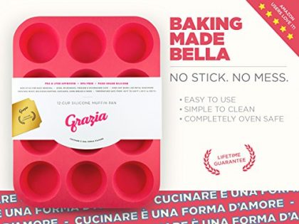 Grazia Silicone Muffin Pan, Red, 12-Cup