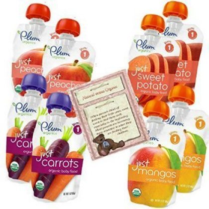 Plum Organics Baby Food Variety Pack of Fruits and Veggies 1st Foods with Article by K. Jergenson