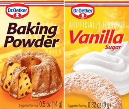 Dr. Oetker Baking Powder & Vanilla Sugar (Combo Pack of 12: 6 Packs Each)
