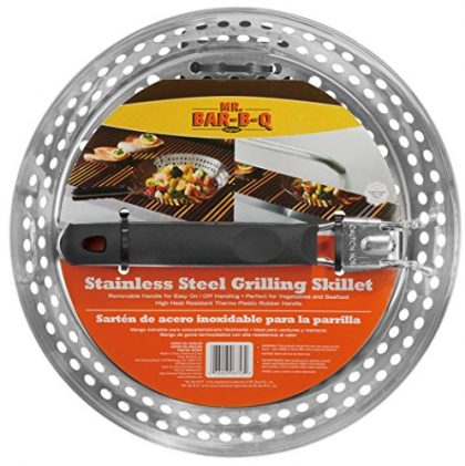 Mr. Bar-B-Q 06753X Stainless Steel Grilling Skillet with Finger Grip Handle