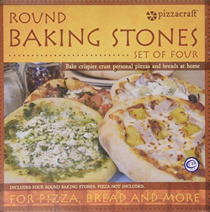 Pizzacraft PC0003 8″ Round Ceramic Mini Baking/Pizza Stones, Set of 4
